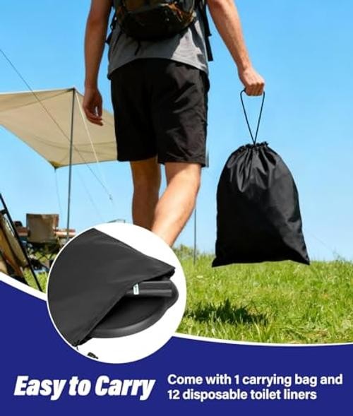 Bucket Toilet Seat 2025 Upgraded, 5 Gallon Bucket Toilet for Camping and