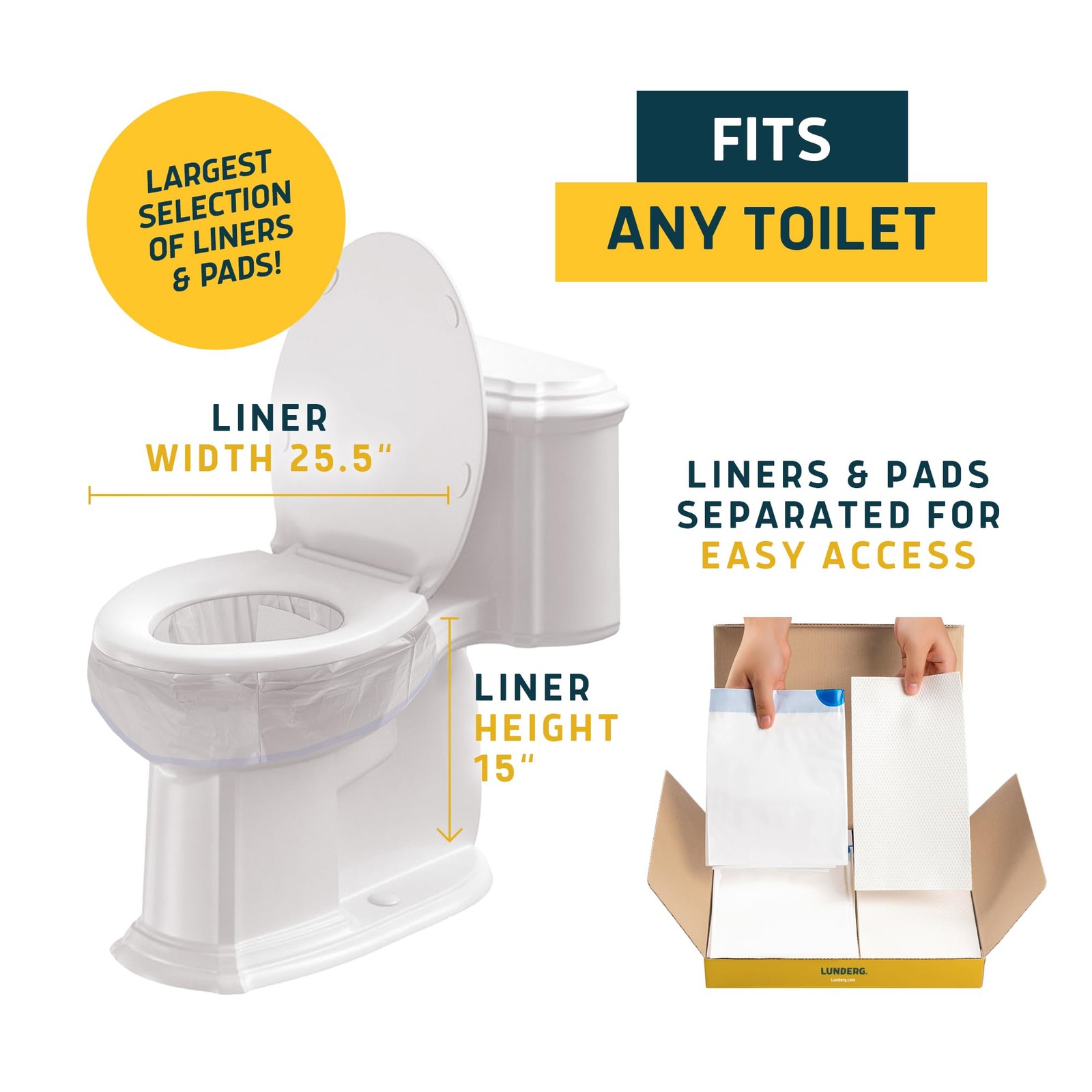 Toilet Liners 50 Disposable Bags with Lemon Super Absorbent Pads – Emergency Use