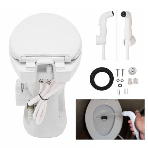 SEAFLO Porcelain RV Toilet Elongated 19 Inch Sprayer Attachment