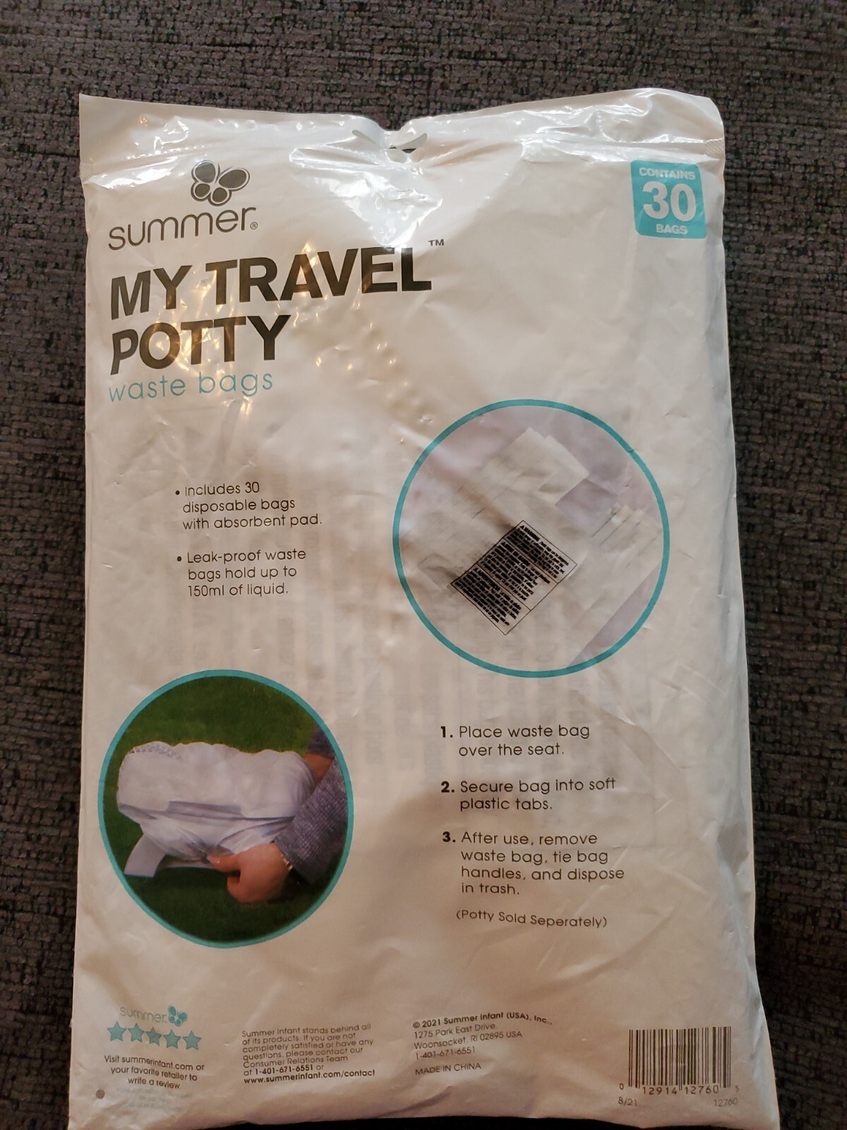 My Travel Potty Deluxe Waste Bags 30 ct for Toddler Bathroom Training On The Go