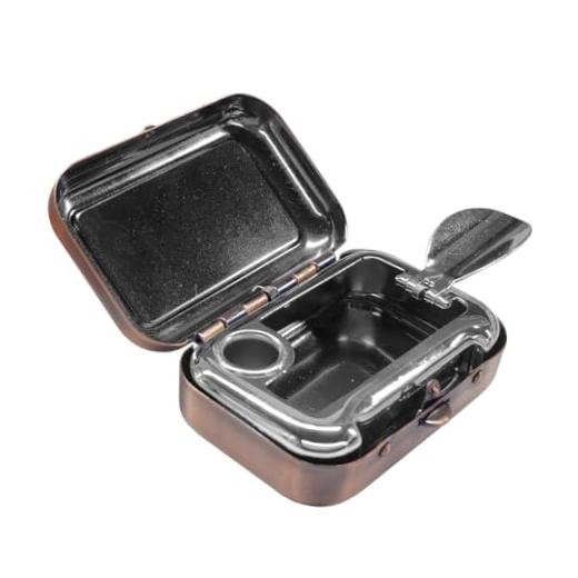 Mini Portable Ashtray – Carry-on Metal Windproof Pocket Car Ash Tray Bronze