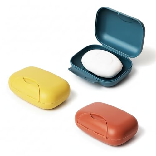 3 Pcs Travel Soap Case, Colorful Portable Soap Holder for Red-yellow-navy Blue
