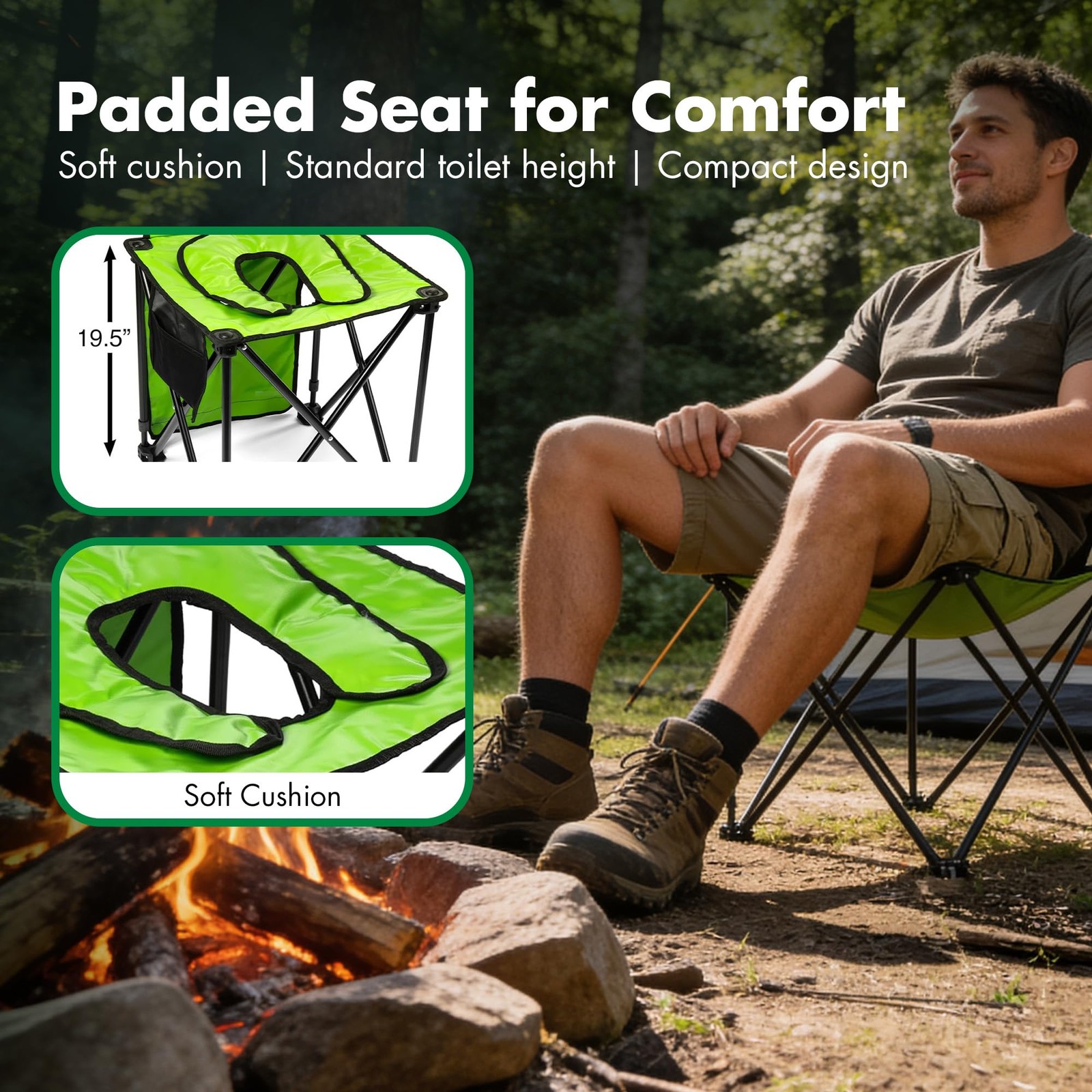 Foldable Commode Chair – Portable Toilet with 2-in-1 Commode & Seat – Lightwe…
