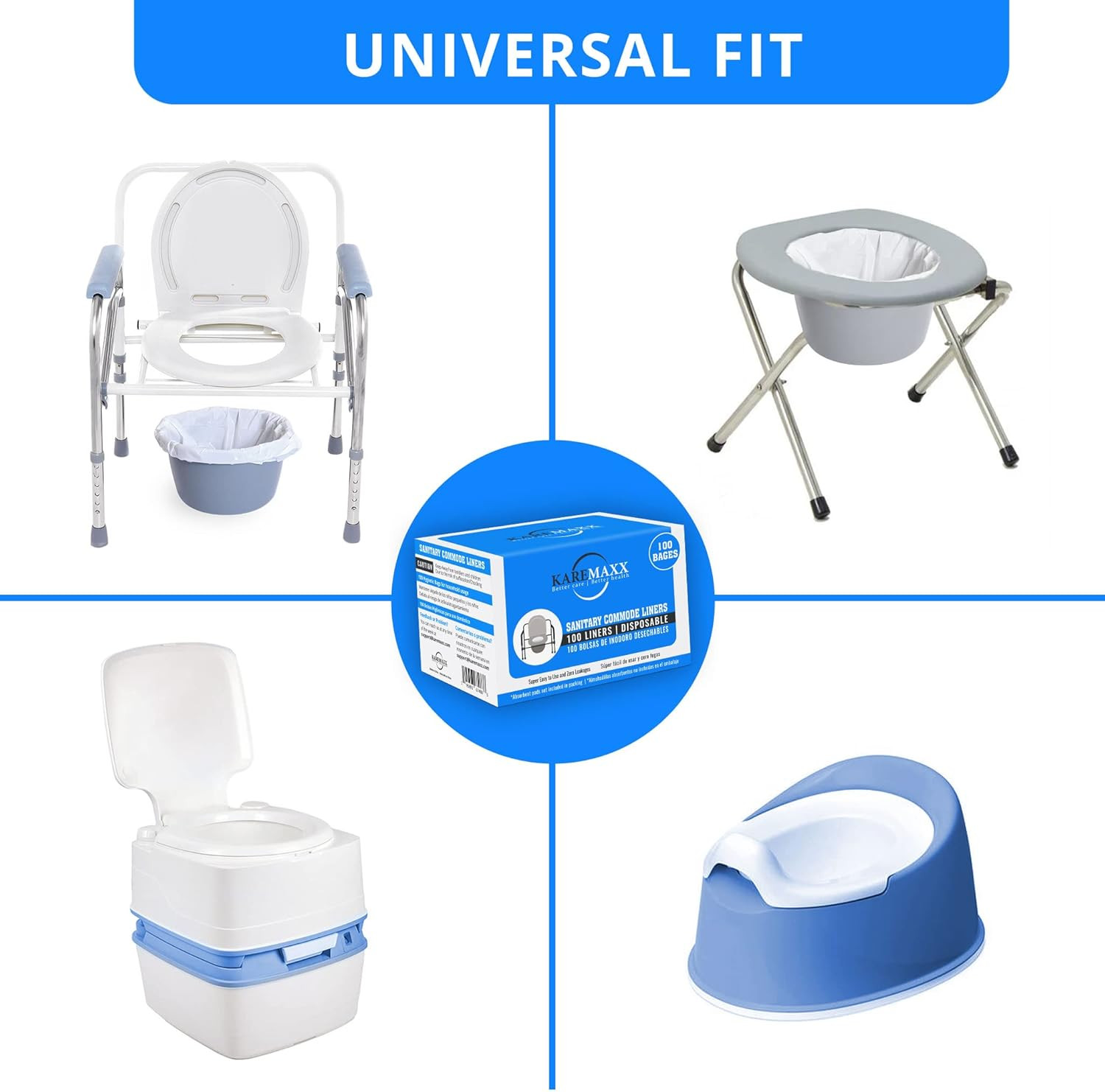 100 Bedside Commode Liners Bags for Commode Toilet – Leak Proof & Odorless Potty