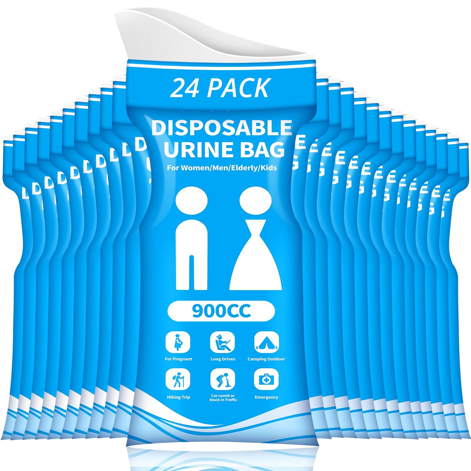 Disposable Urine Bag for Travel 900ML Portable Pee Bags for Women Men 24 PCS…