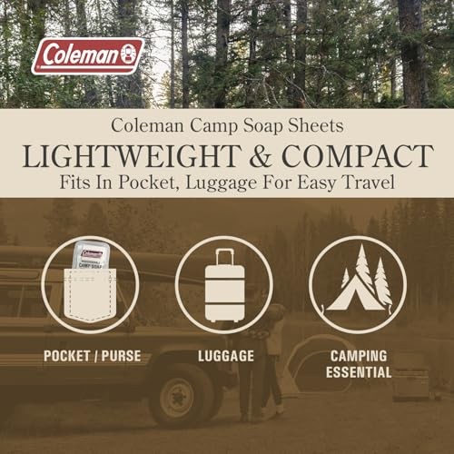 Coleman Camp Soap Sheets – 25 Travel Soap Sheets for Camping, Hiking &