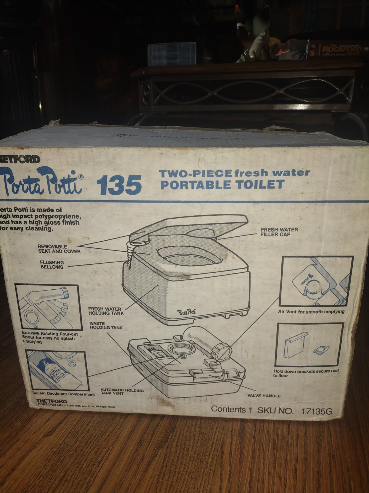 PORTA POTTI 135 THETFORD NEW FRESH WATER PORTABLE TOILET NEW
