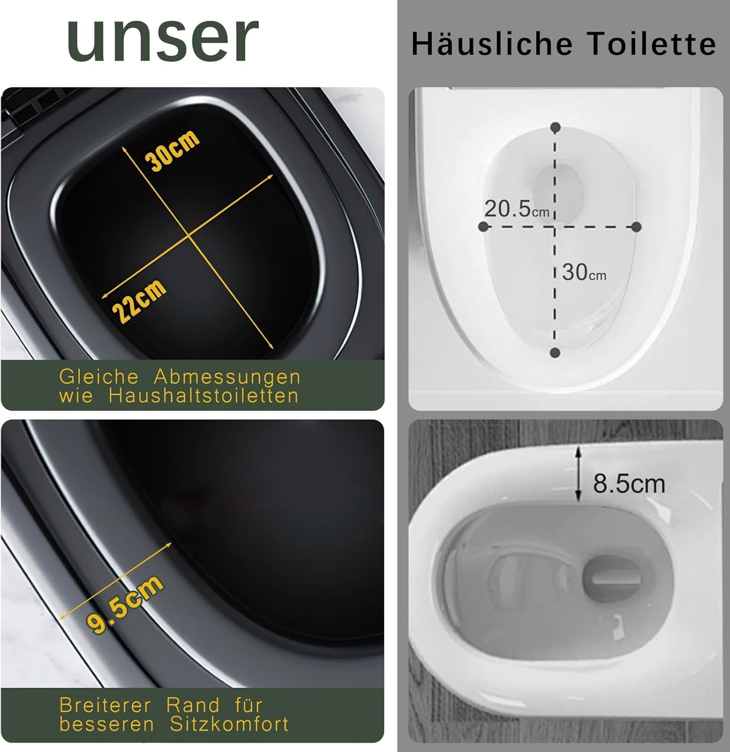 Foldable Camping Toilet XXL, Mobile Camping Toilets 40cm High with 20pc Rubbish…