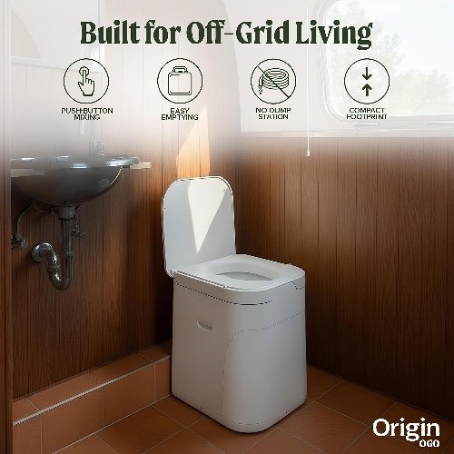 Origin 12V Electric Composting Toilet Grade Compact, Odorless, Off-Grid Solution
