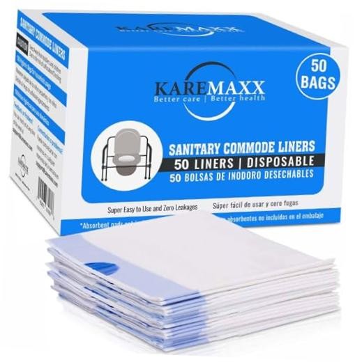 Disposable Potty liners – 50, Bed side commode Liners, 1 Count (Pack of 50)