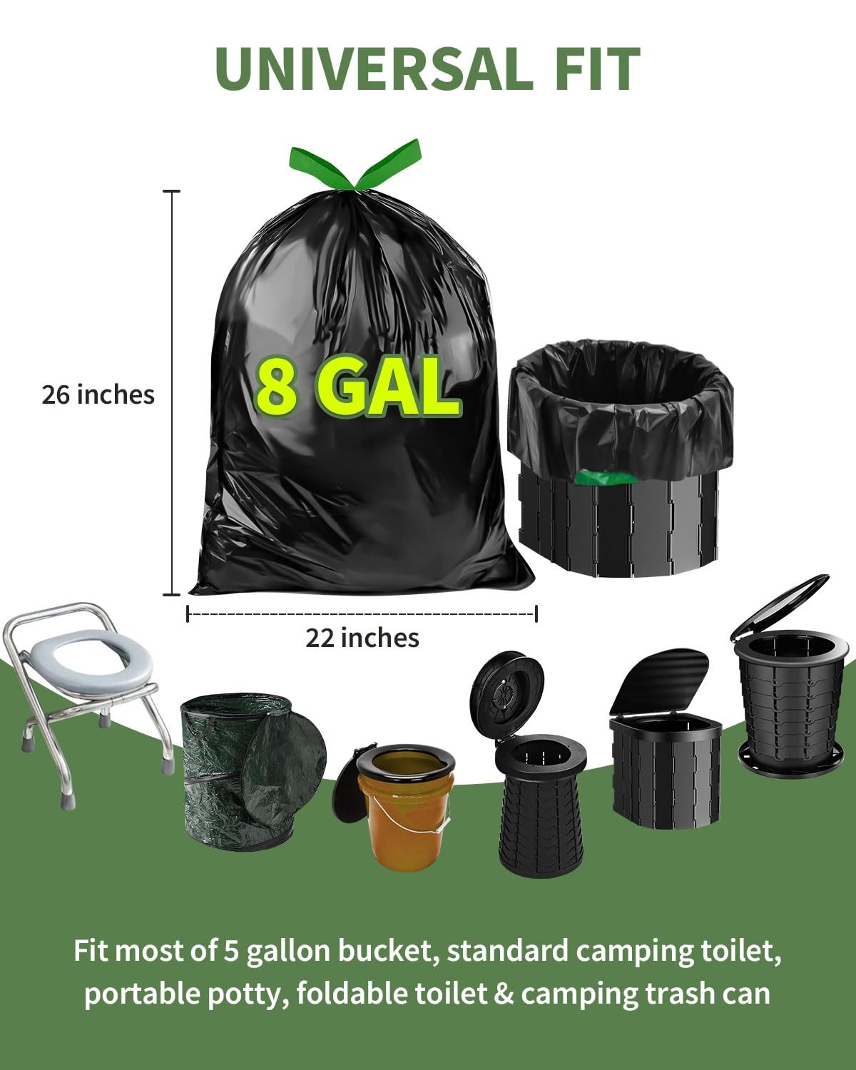 Camping Toilet Bags Poo Gel Set, 25 Count Portable Toilet Bags with 15 Count …