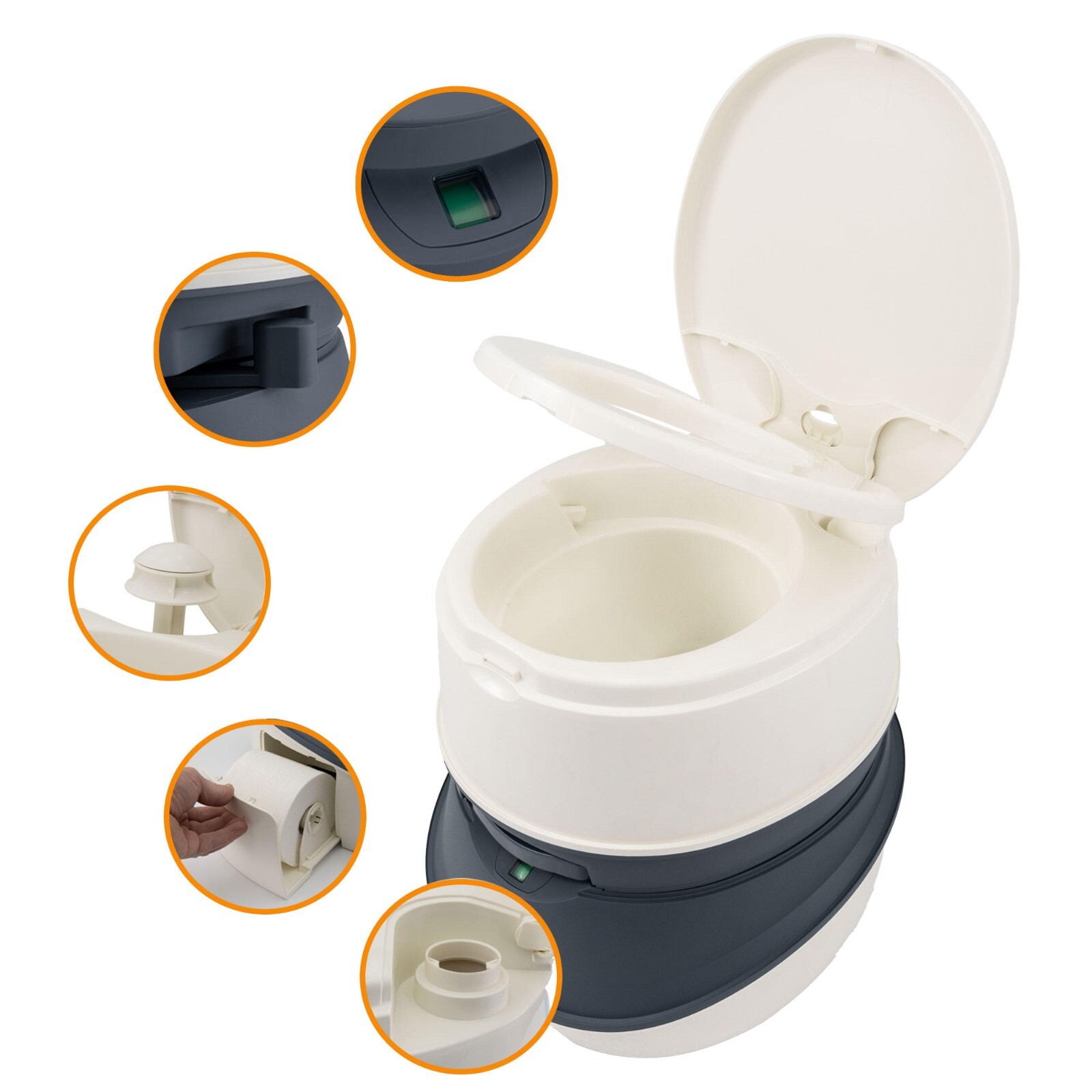 RecPro Newavo Evo Portable RV Toilet 5.3Gal Capacity Camping Toilet Outdoor Lav