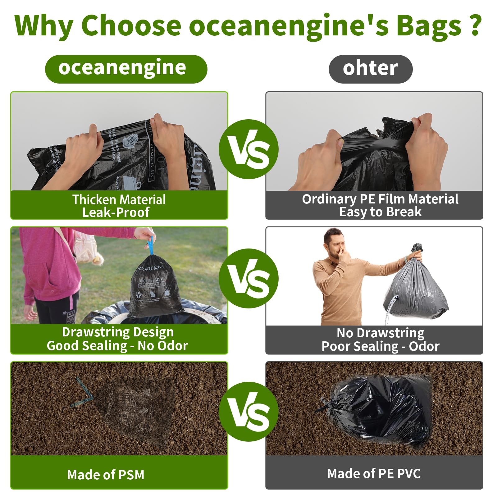 Portable Toilet Bags 8 Gallon, 23.6 x 25.6 in, Drawstring – Camping Waste Bags