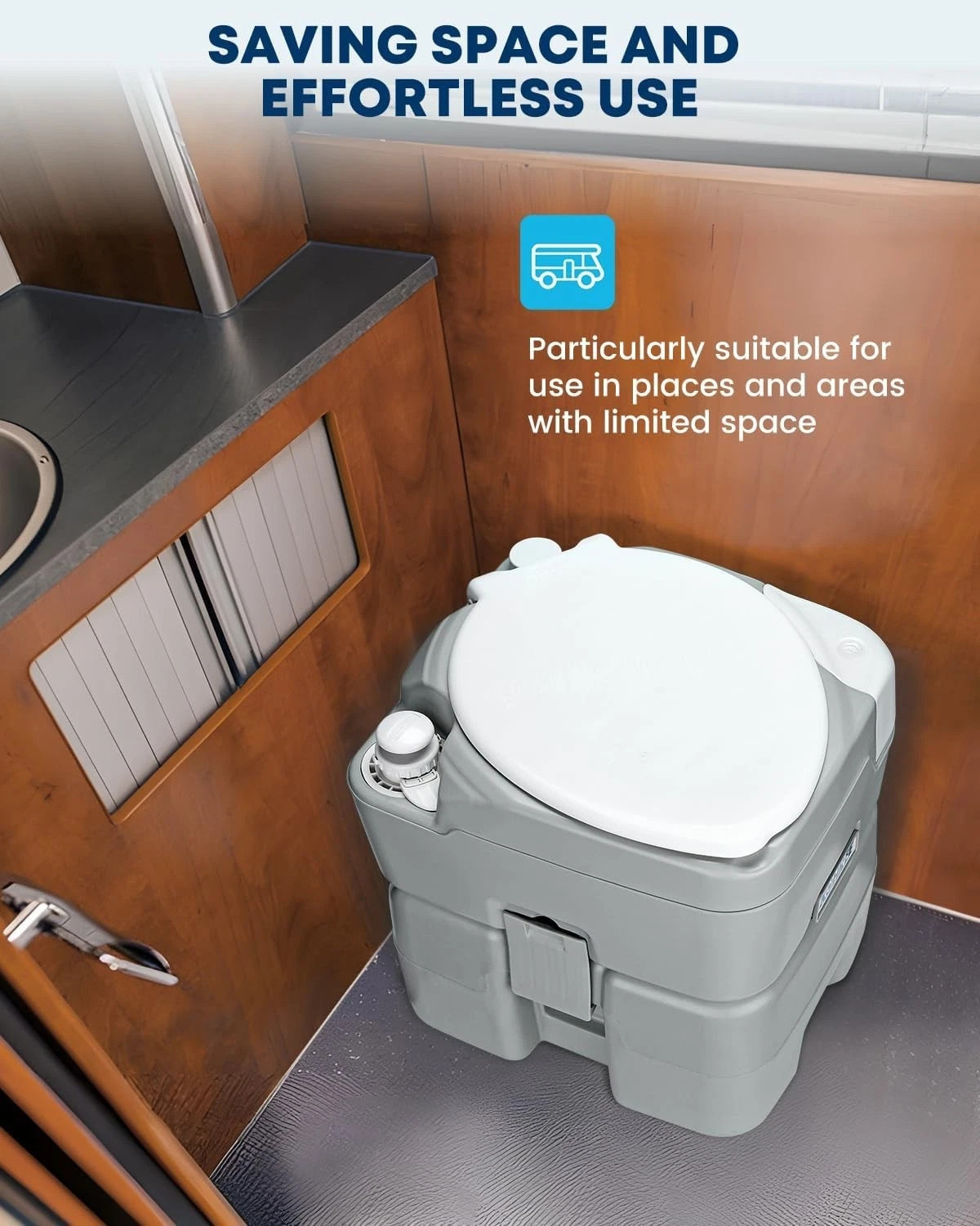 Camping Toilet Portable 5.3 Gal: 20L Porta Potty for Adults with Diagonal Elonga