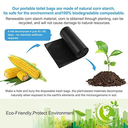 80 Count 8 Gallon Portable Toilet Bags for Camping Outdoor Travel Car Boating