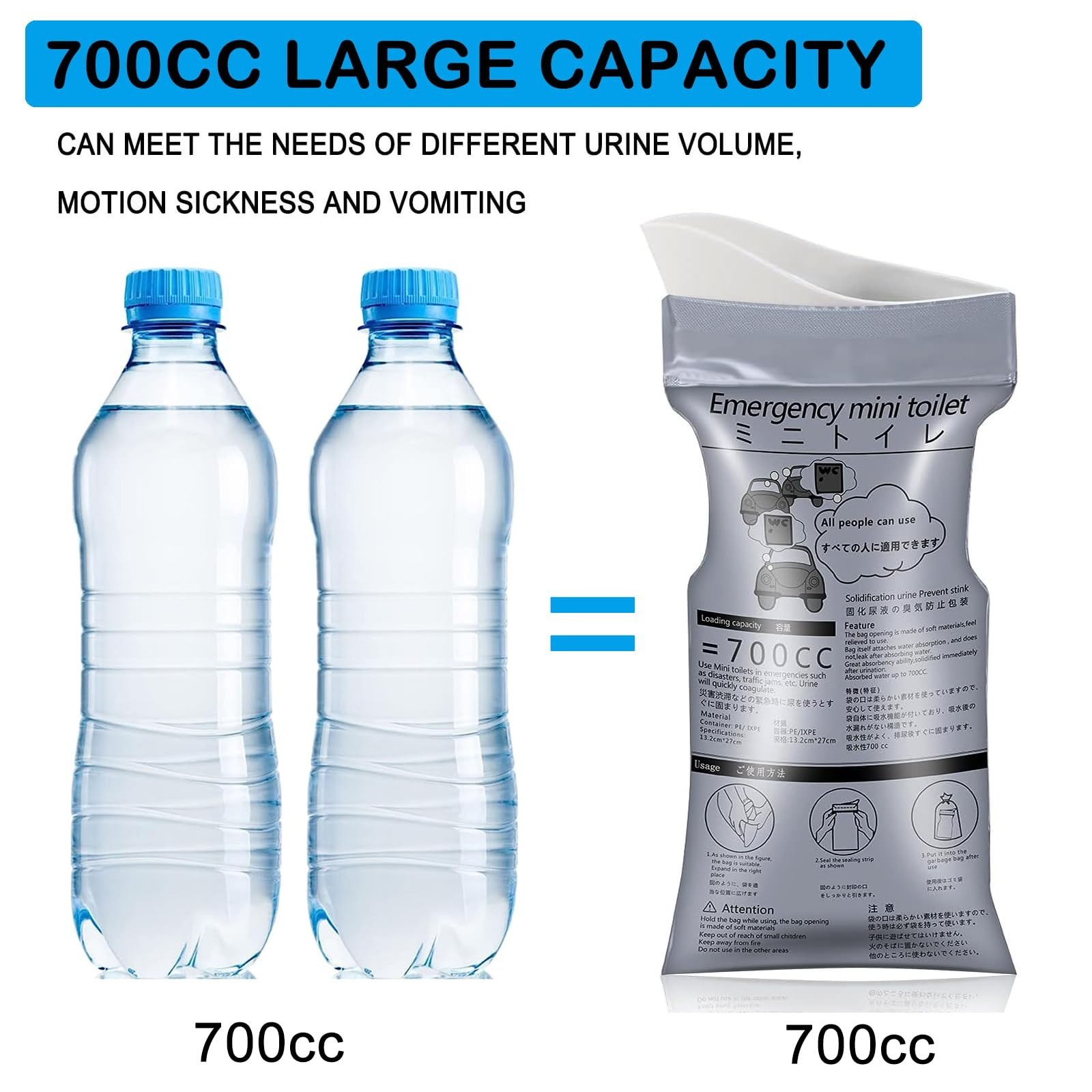 Disposable Emergency Urinal Bag, 8/12/20/24 Pack Portable Camping Pee Bags, T…