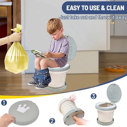 Travel Potty for Toddler, Portable and Foldable Toilet, Apply to Large Gray