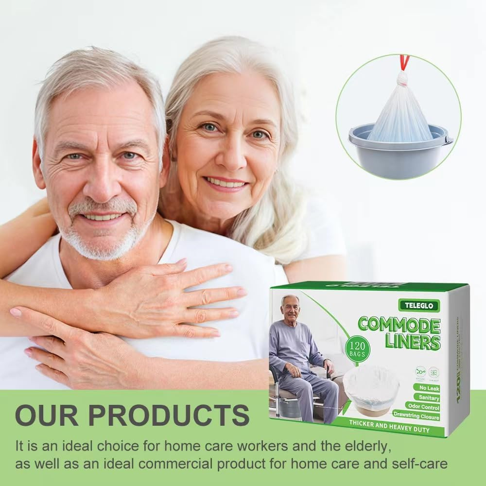 Commode Liners 120PCS Bedside Commode Liners Disposable-Portable Toilet